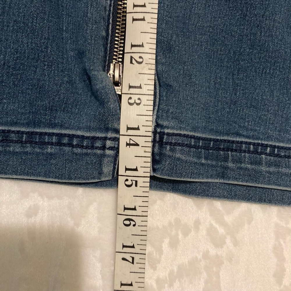 Free People Denim Mini Skirt Womens 4 Blue Cotton Blend Boho Zip Front Festival - Picture 6 of 7